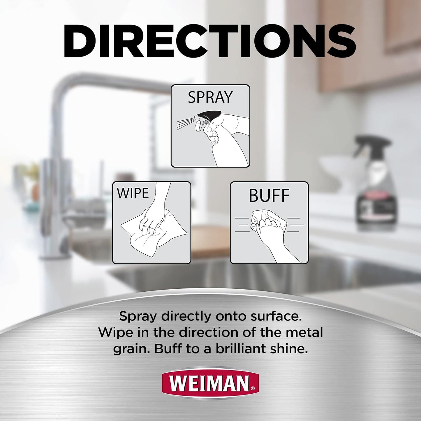 Weiman Stainless Steel Cleaner and Polish - Microfiber Cloth - Protects Appliances from Fingerprints and Leaves a Streak-Free Shine for Refrigerator | Dishwasher | Oven | Grill