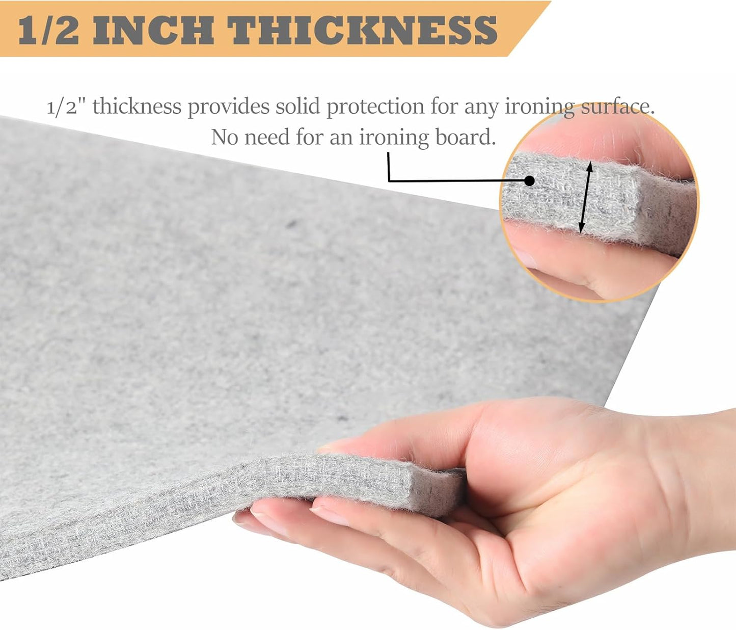 Wool Pressing Mat for Quilting, 24" X 18" Portable Wool Ironing Mat 100% Felted Wool Iron Board for Quilters, Great for Quilting & Sewing Projects