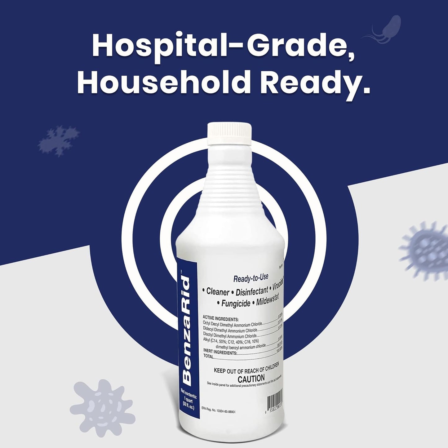 Pro Mold Killer Fungicide Disinfectant including Aspergillus Niger (Black Mold) H5N1 Pack | Multi-Purpose Fungicide, Mildewstat, Disinfectant, Virucide | EPA Reg. 1 Gal + 32 oz.