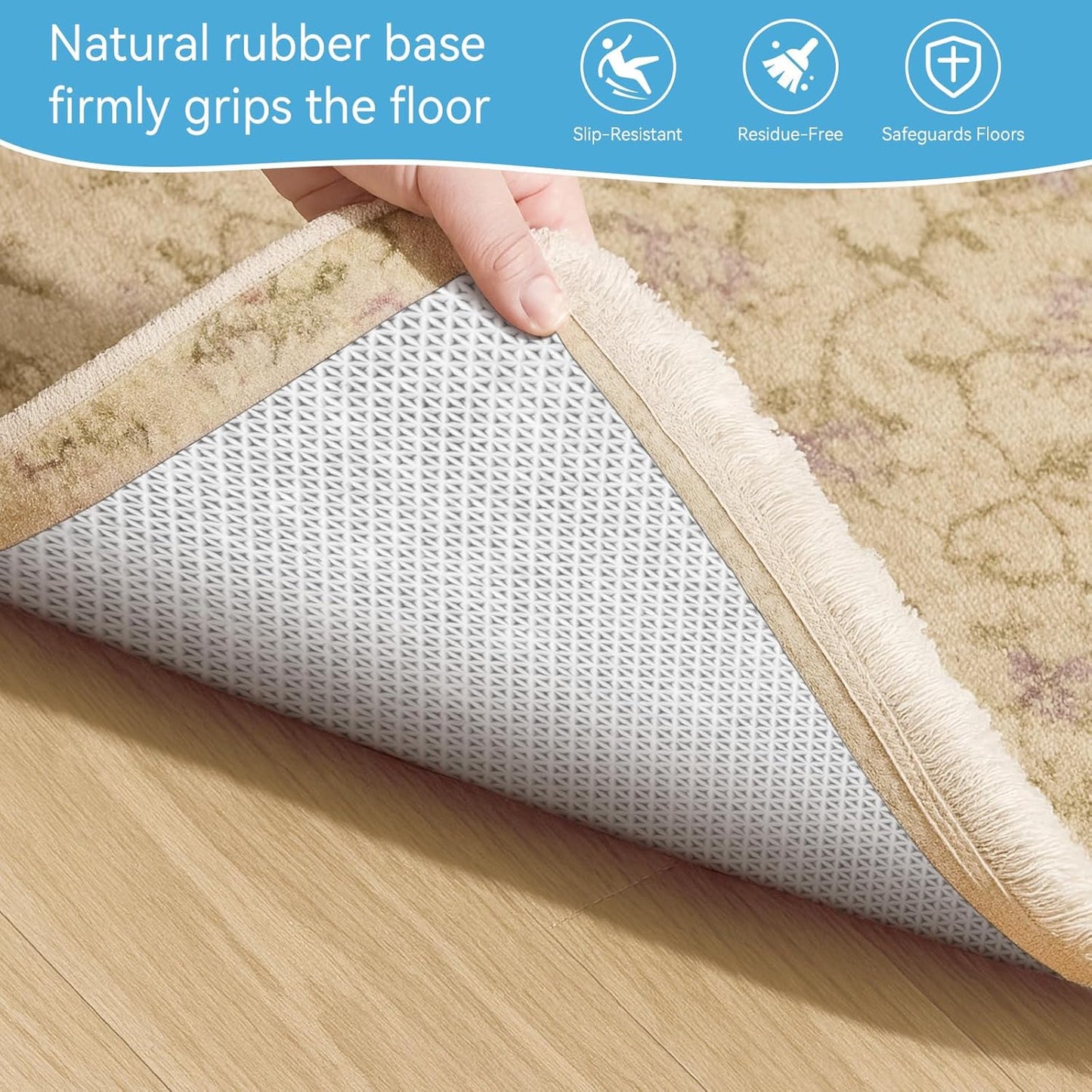Warmstar 3x5 FT Non Slip Rug Pad,100% Waterproof Felt Rug Pad for Hardwood Floors,1/4” Thick Soft Carpet Pad with Natural Rubber Backing, Secure Grip & Floor Protection