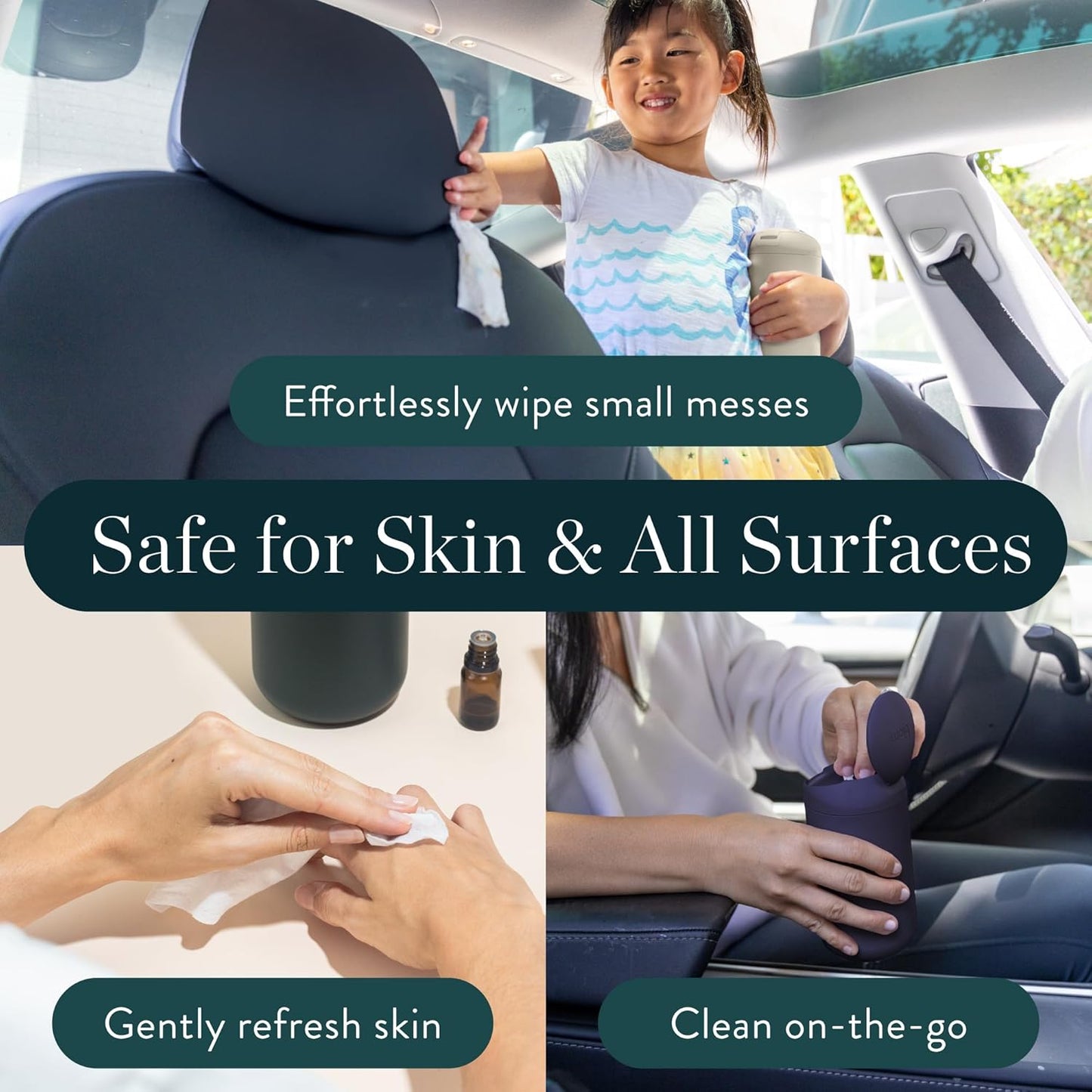 Biom Biodegradable All-Purpose Mini Wipes 8-Pack Refill - Eco-Friendly Cleaning Wipes | Plant-Based Surface Cleaner Home & Travel | Kid & Pet Friendly | All Natural & Non-Toxic | Grapefruit