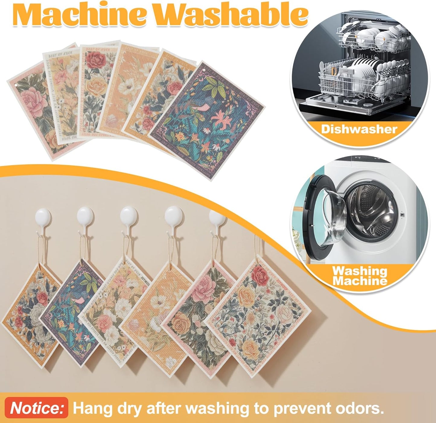 JOYMOOP 6 Pack Dishcloths for Kitchen, Reusable Absorbent Non-Scratch Cleaning Cloths, Washable Quick-Drying Rags for Cookware and Household, 6.7×7.9 Inch