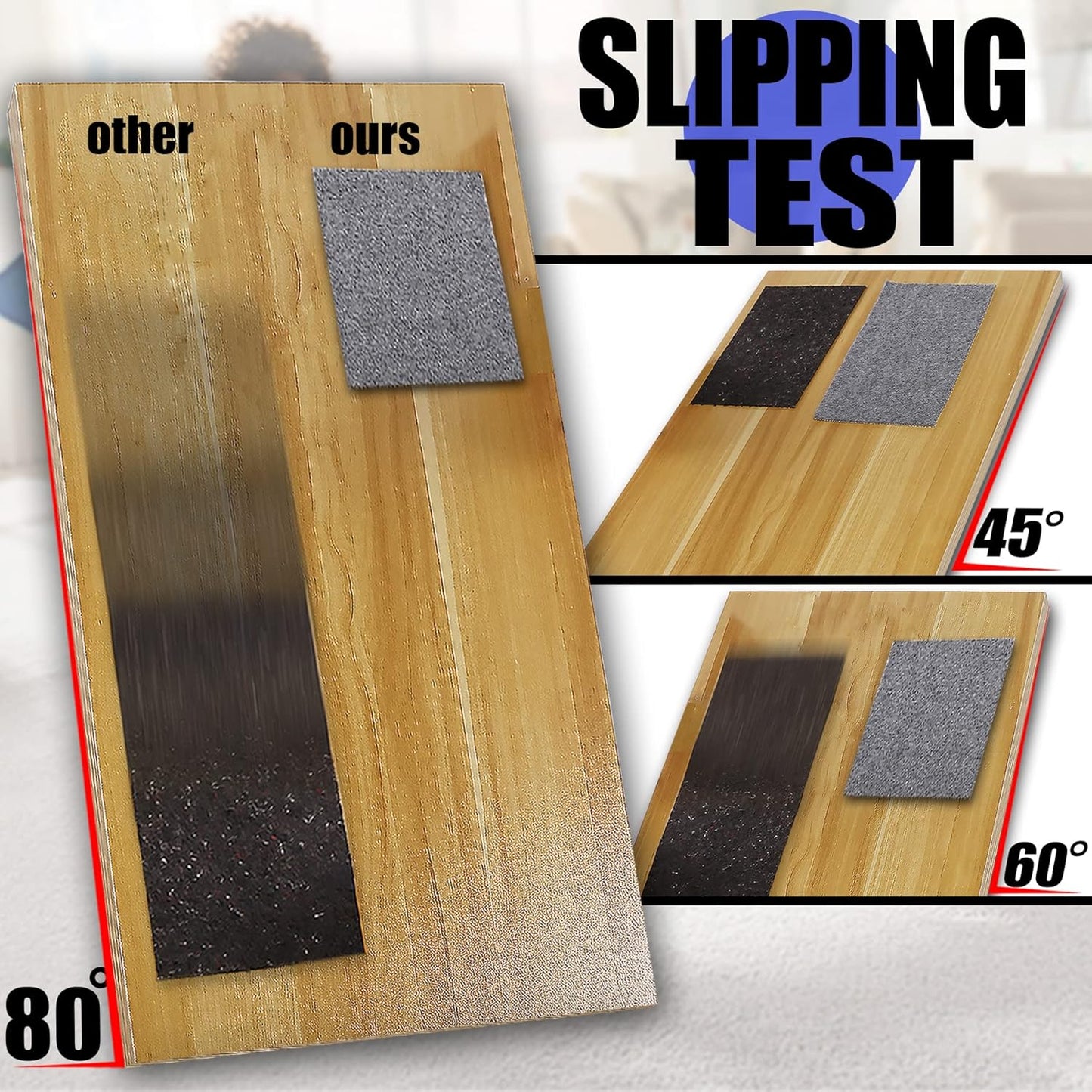 Non Slip Rug Pad Grippers - 6x9, 1/4" Thick, Felt + Rubber Double Layers Area Carpet Mat Tap, Provides Protection and Cushioning for Hardwood or Tile Floors