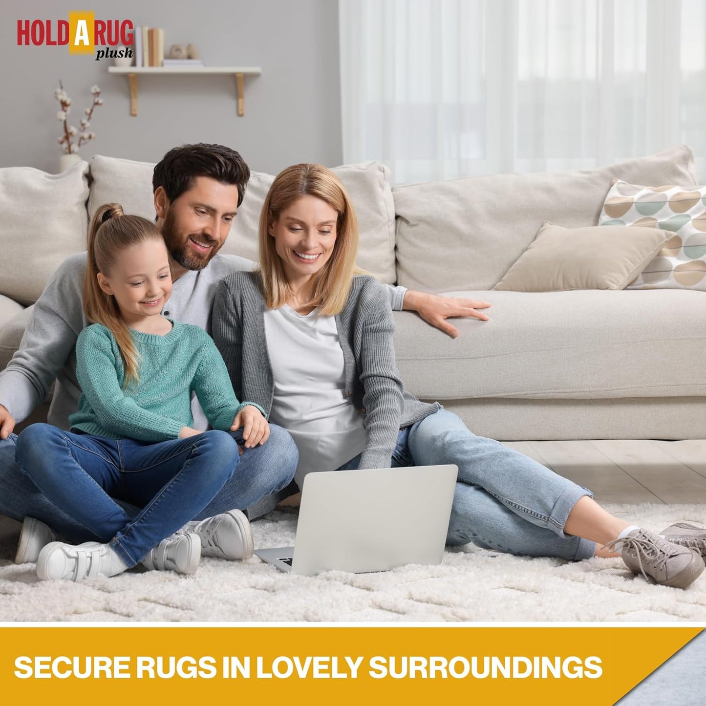 Hold-a-Rug Plush 2' x 16' Nonskid, Nonslip Rug Pad, Reversible Gripper, ¼ Thick, Safe for All Floors and Carpet, Keep Area Rugs Secure
