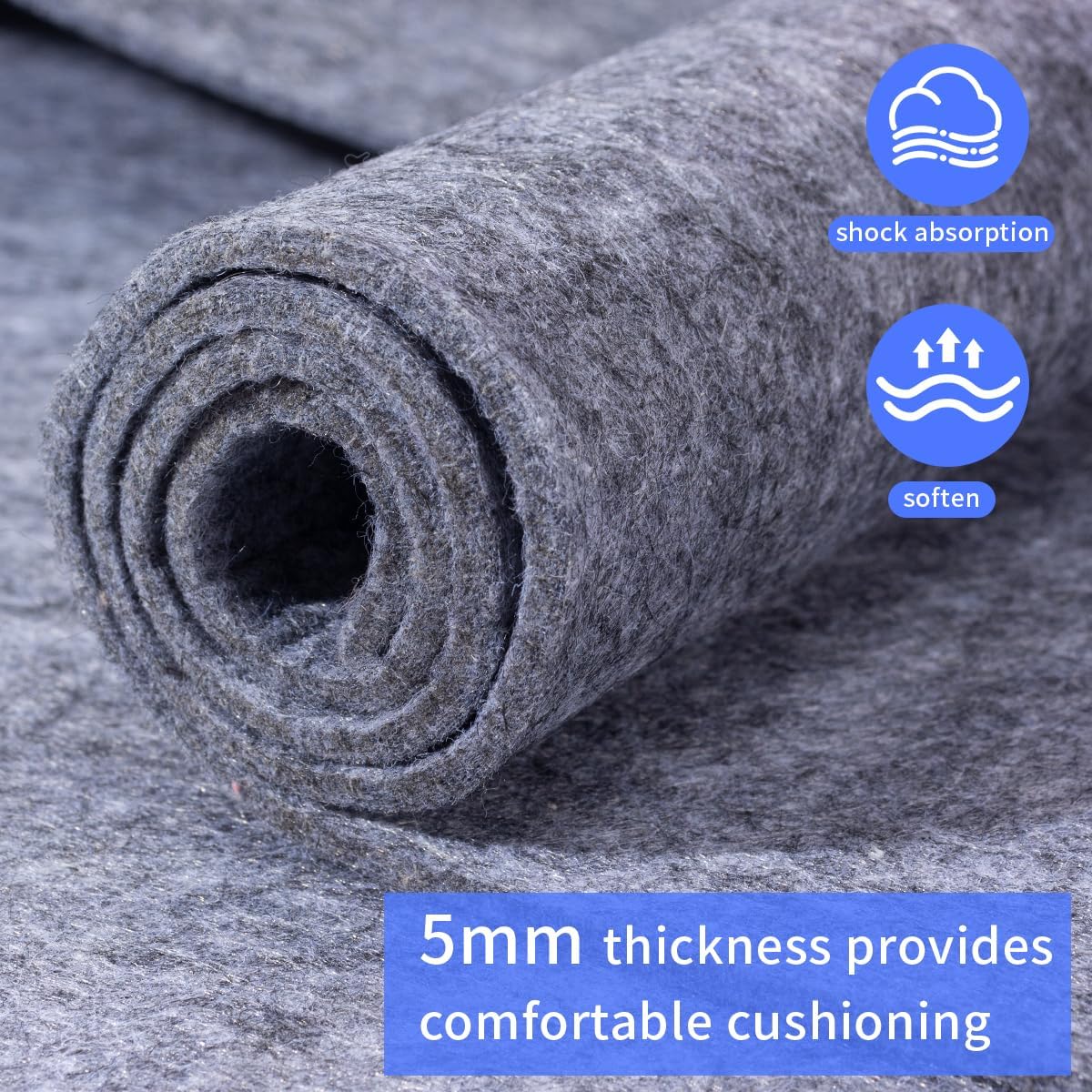 Felt Rug Pad, 4x6 Ft Extra Large Area Cushioned Carpet Liner, Thick Felt Pads for All Floors, Keep Rug in Place Soft and Safe