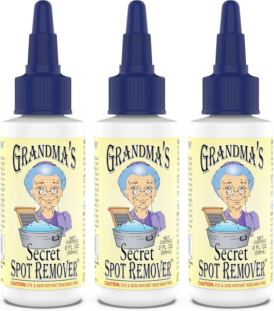Grandma's Secret Spot Remover Laundry Spray - Chlorine, Bleach and Toxin-Free Fabric Stain Remover for Clothes - Removes Oil, Paint, Blood and Pet Stains - 2 Oz, 3 Pack