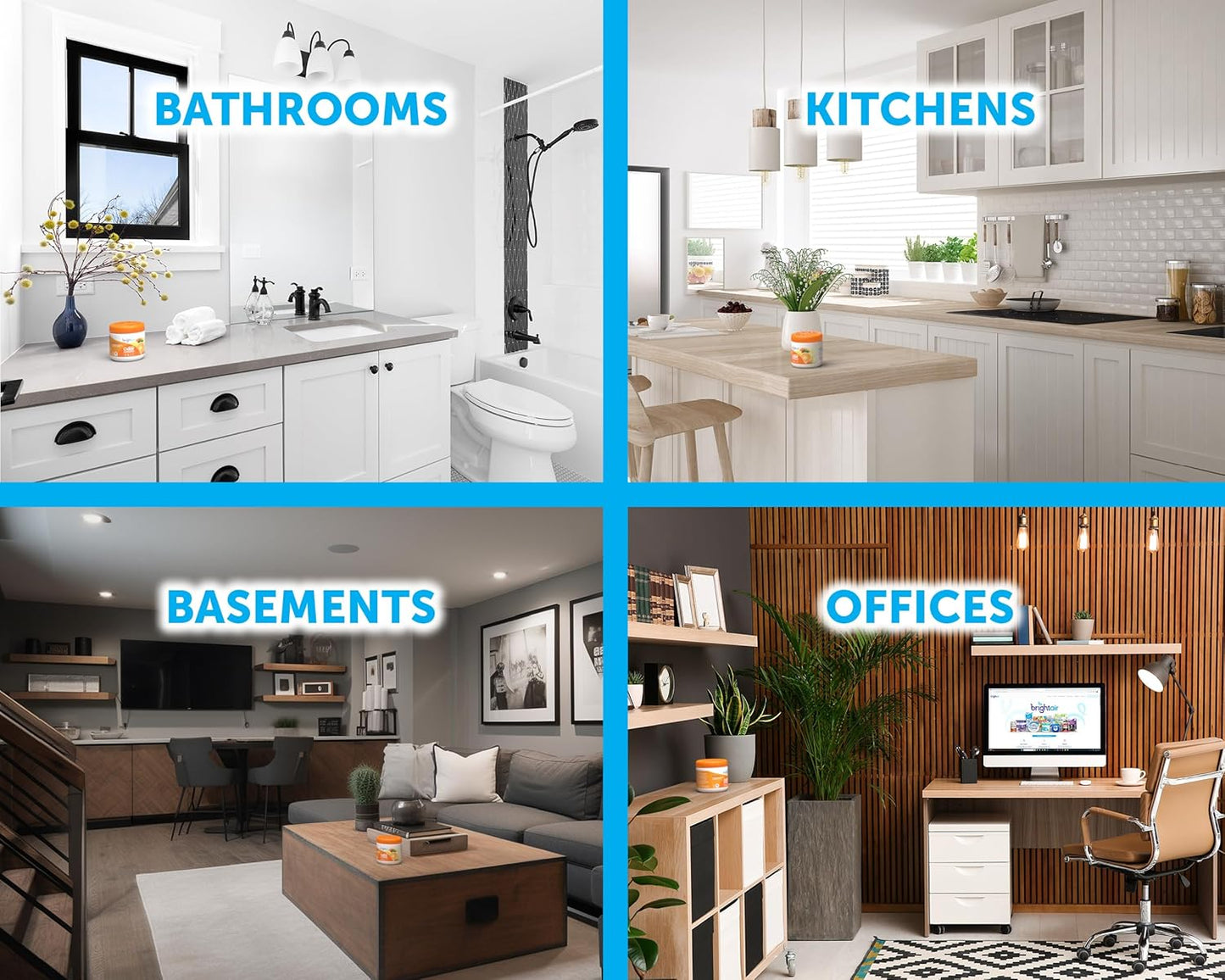 Bright Air 14 oz. Super Odor Eliminator, For Medium-Size Spaces, Mandarin Orange and Fresh Lemon Scent, Case of 6, Air Freshener, Natural Essential Oils, Lasts Up to 90 Days Each