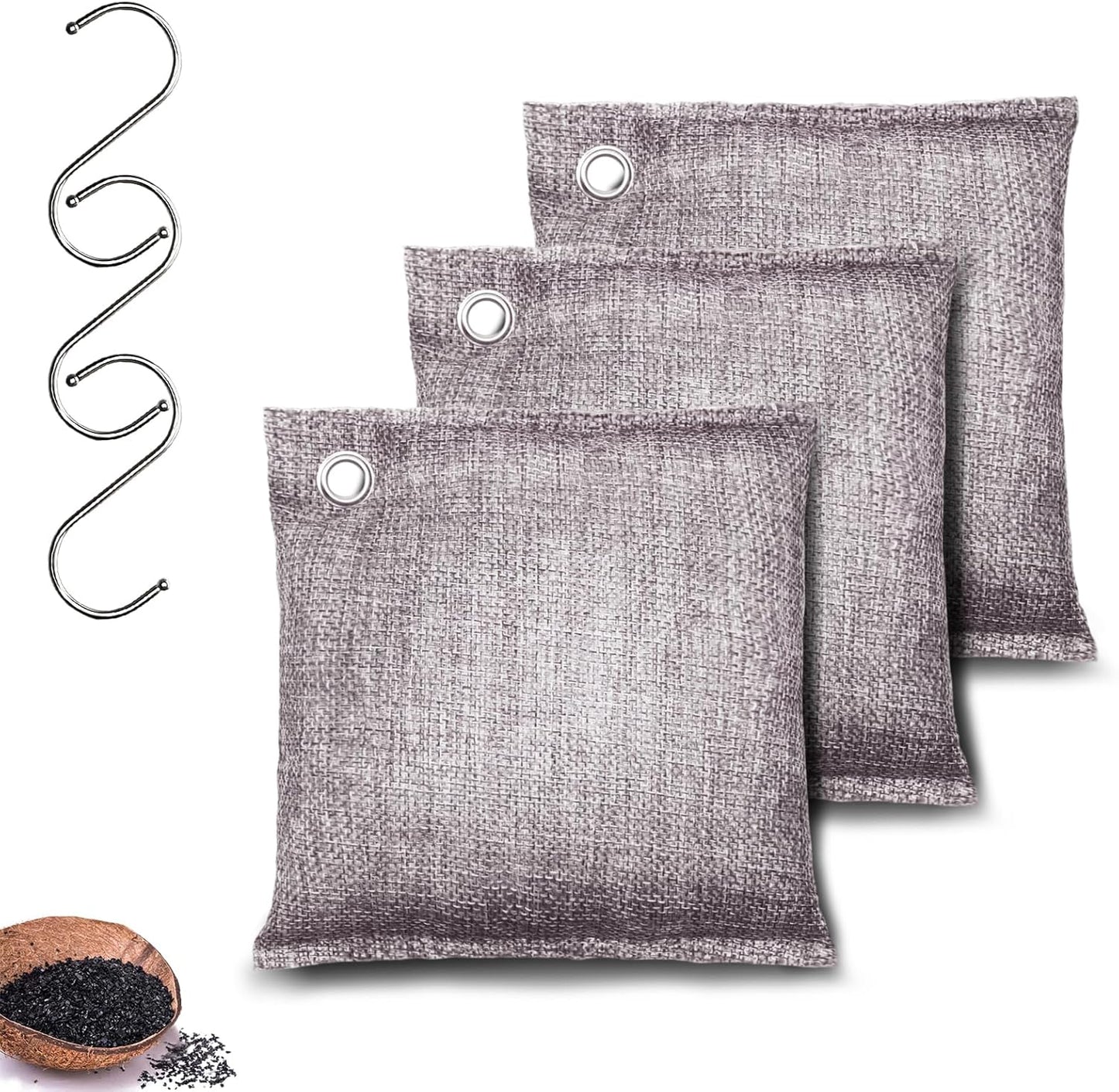 Activated Charcoal Odor Absorber, Odor Eliminator for Strong Odor,Coconut Shell Charcoal Air Purifying Bags for Home Car Closet Pet, Smoke Room Deodorizer