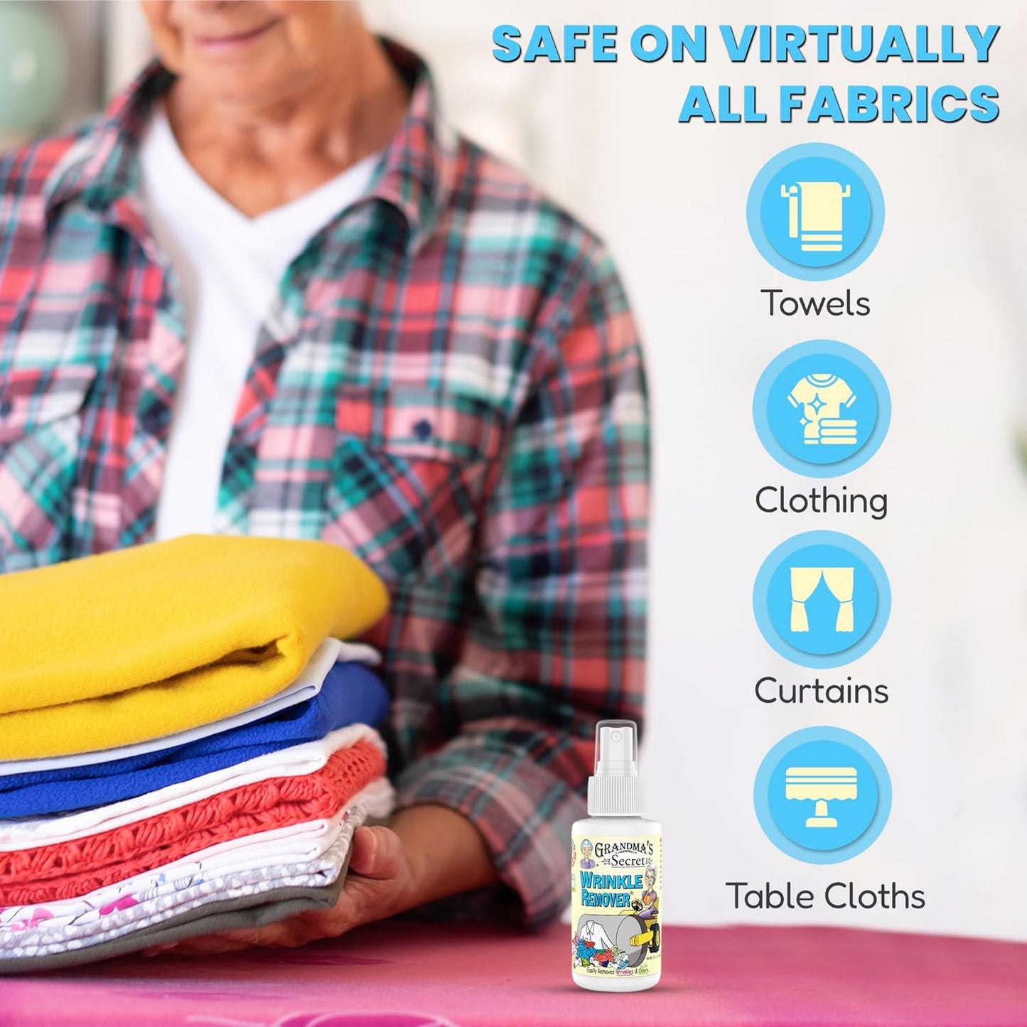 Grandma's Secret Wrinkle Remover Spray - Easily Removes Wrinkles & Odors - Wrinkle Release, Fabric Refresher Spray, Chlorine, Bleach and Toxin-Free - 3 Ounce