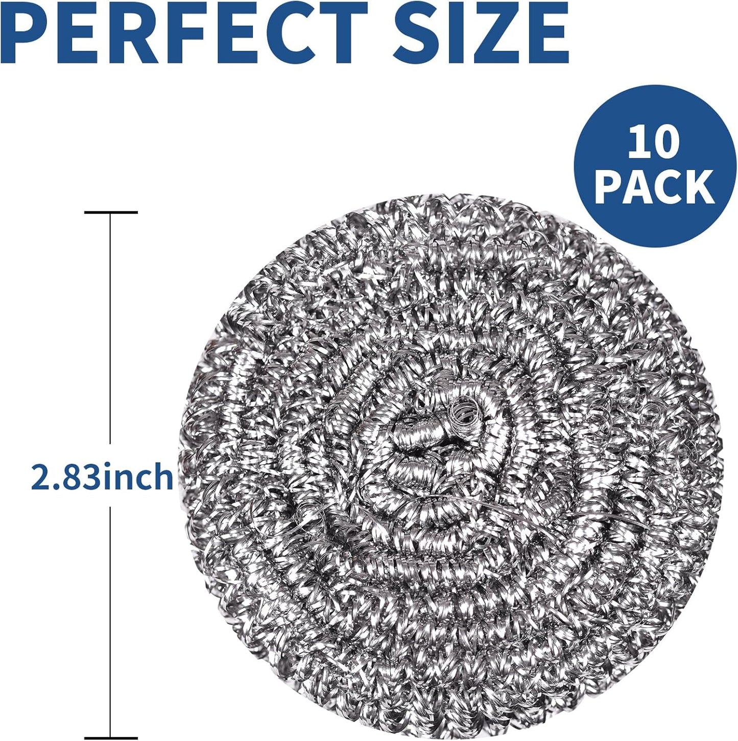 Stainless Steel Scrubber Scrubbing Scouring Pad Sponges Clean Pot Pan and Steel Wool for Kitchen Bathroom (10Pcs Metal Scrubber)