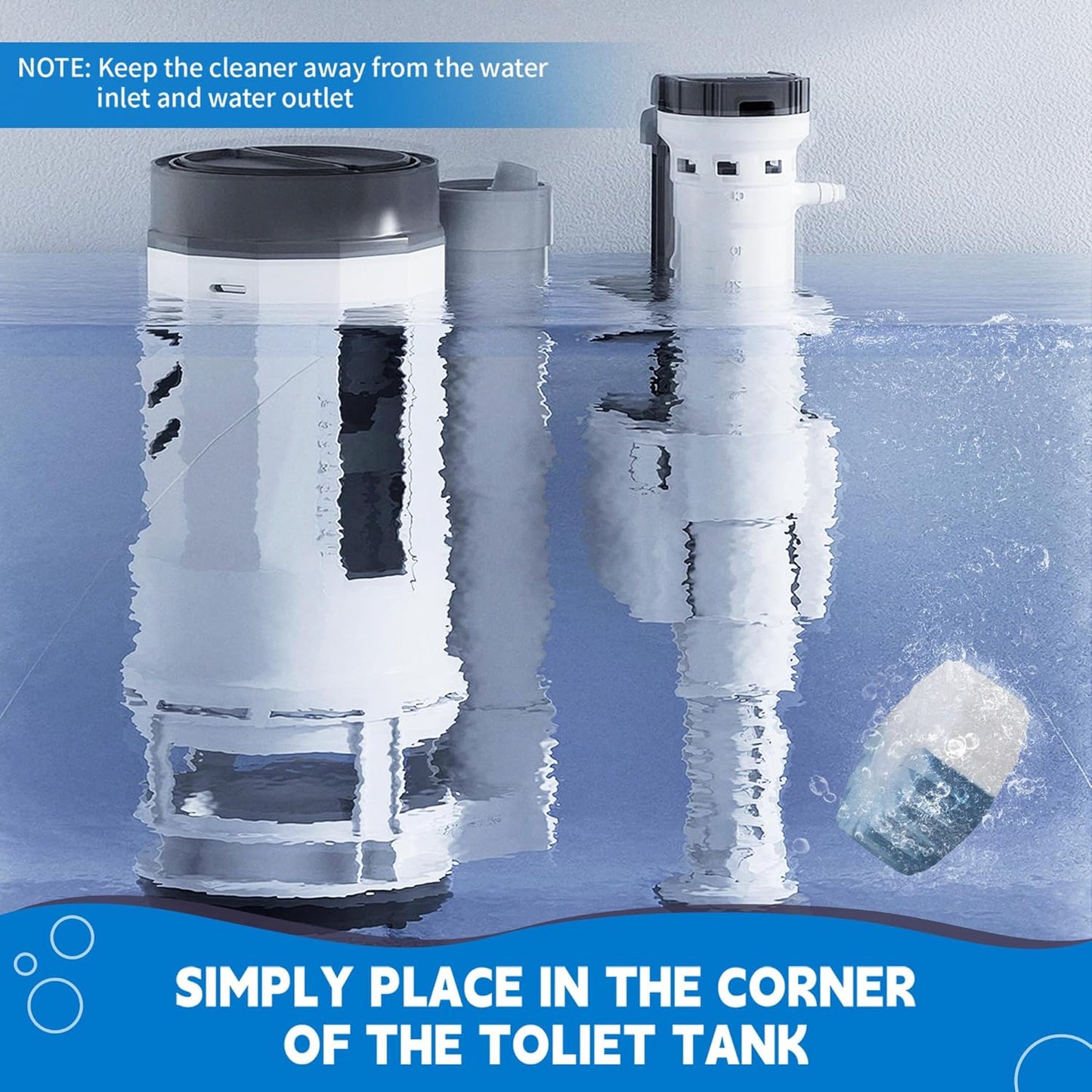 Toilet Bowl Cleaner Tablets, Automatic Toilet Tank Cleaner for Deodorizing & Descaling, Long-Lasting with Sustained Release Technology for Bathroom Cleaners, Blue & White, 12 Packs