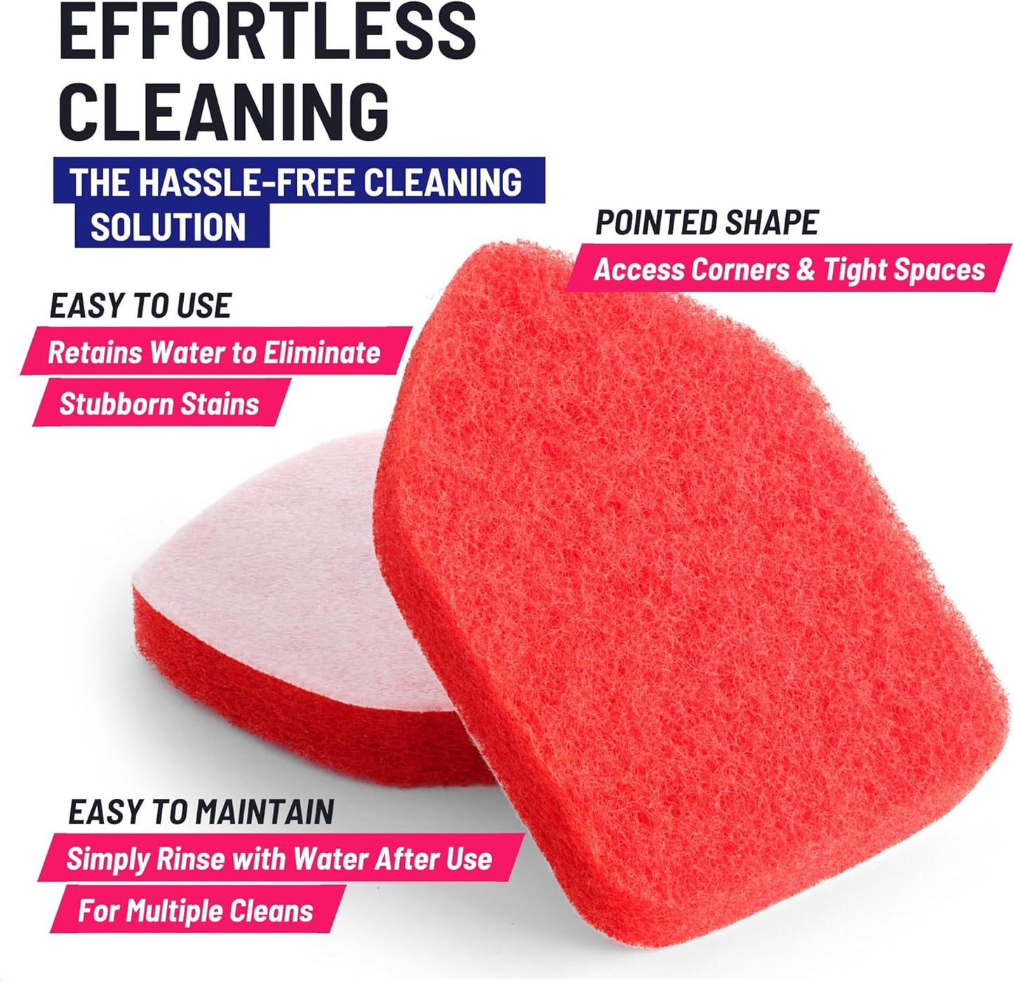 Replacement Scrubber Refill for Moku Home Extendable Tub Tile Shower Brush for Cleaning Non-Scratch (2X Scrubber Sponge Red)