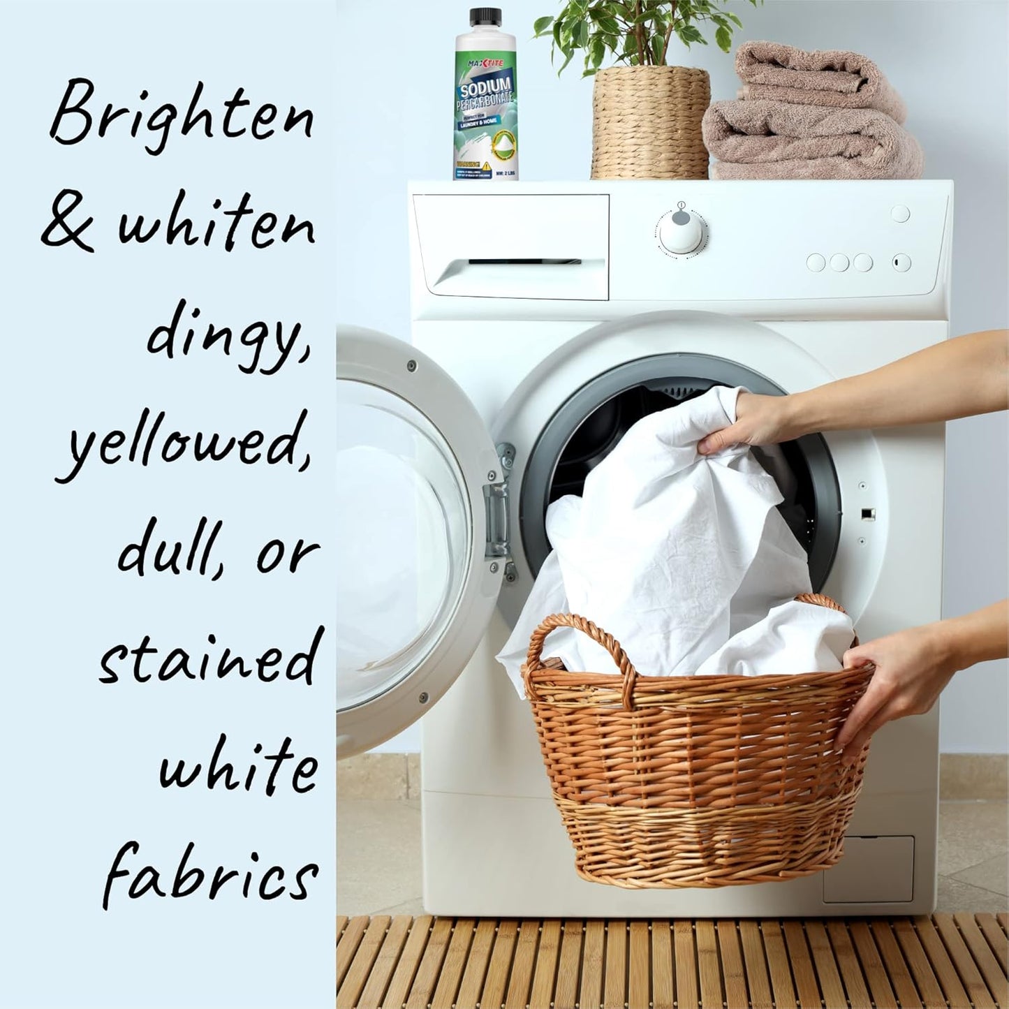 MAXTITE Sodium Percarbonate (2 lbs) - 100% Pure - Solid Hydrogen Peroxide/Oxygenated Bleach - Multi-Use Cleaner for Home & Laundry - HDPE container w/Resealable Child Resistant Cap