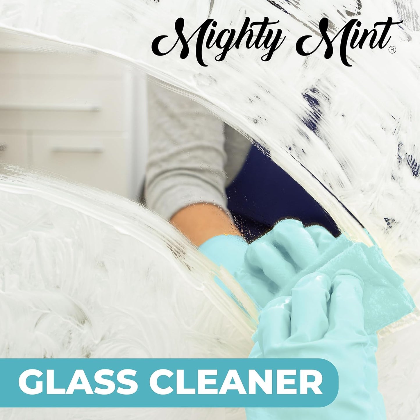 Mighty Mint Glass Cleaner, Ammonia-Free, Streak-Free Spray for Windows, Screens, Stovetop, Bathroom, Natural Peppermint Scent, 16oz