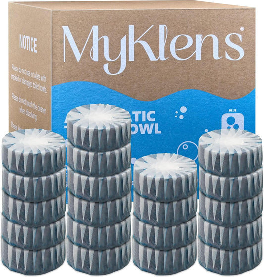 Toilet Bowl Cleaner Tablets, Automatic Toilet Tank Cleaner for Deodorizing & Descaling, Long-Lasting with Sustained Release Technology for Bathroom Cleaners, Blue, 20 Packs