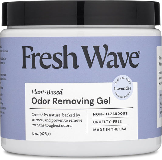 Fresh Wave Lavender Odor Removing Gel, 15 oz. | Odor Absorbers for Home | Safer Odor Relief | Natural Plant-Based Odor Eliminator | Every 15 oz. Lasts 30-60 Days | for Cooking, Trash & Pets