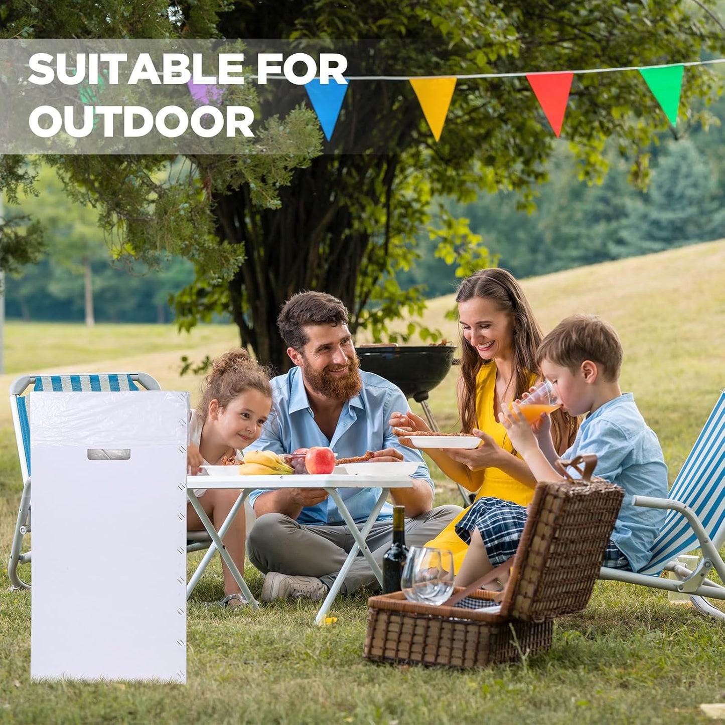 Tioncy 5 Pcs Cardboard Trash Cans Disposable and Reusable Corrugated Cardboard Trash Cans Recycling Bins Bulk with 10 Garbage Bags White Garbage Boxes for Parties Events(30 Gallon)