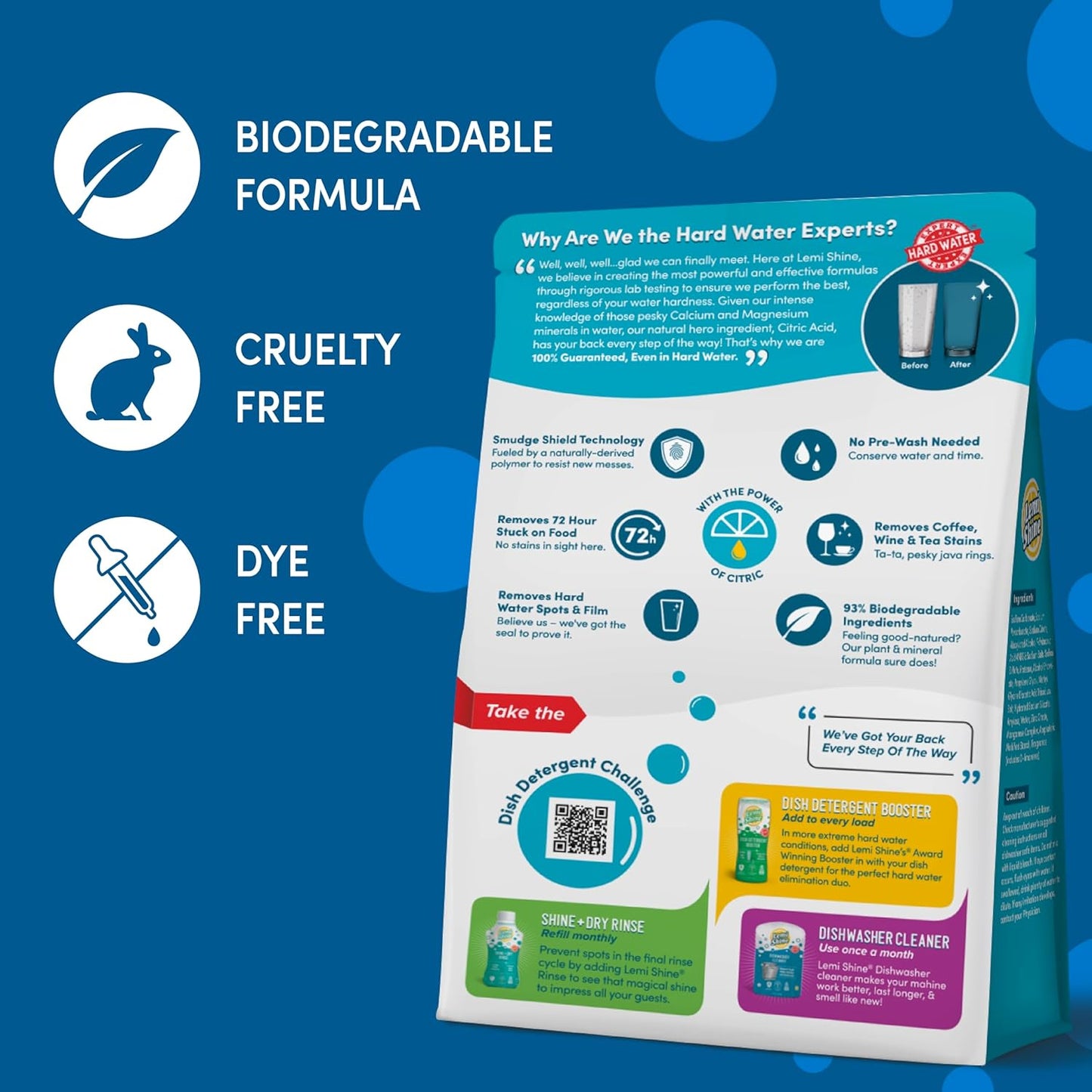 Lemi Shine Natural Dishwasher Pods | All-In-One Powder & Gel Dishwasher Detergent Pods with Powerful Citric Acid | Eco Friendly Dish Wash Cleaning Supplies (13 Count)