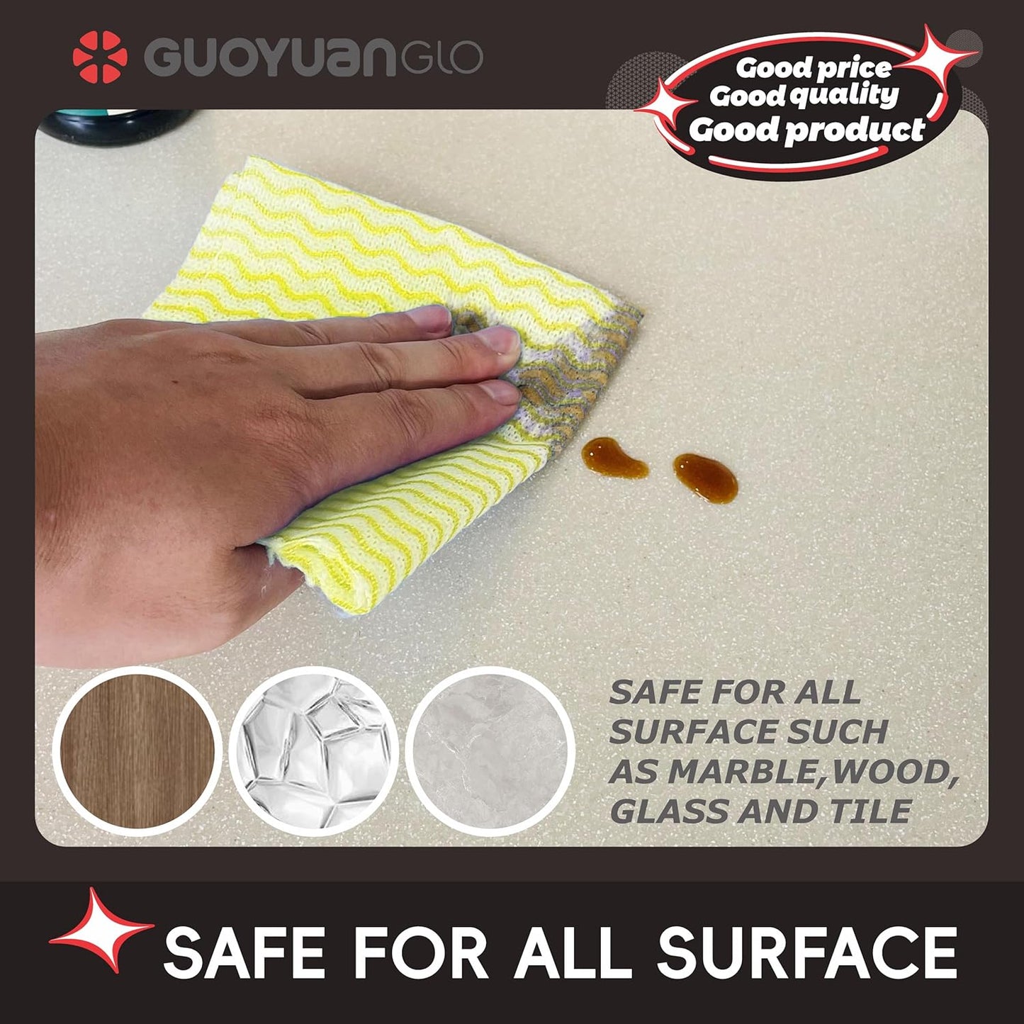 Disposable Dish Cloths Disposable Cleaning Towels Heavy Duty Reusable Cleaning Cloths Dish Rags for Kitchen,11.8 x 21 inches - 50 Counts/Pack,Yellow