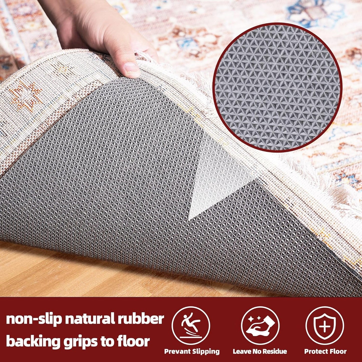 BAGAIL Felt and Natural Rubber Backing Rug Pads 1/8” Thick, 5 x 8 Ft Non Slip Rug Gripper Keep Rugs in Place, Under Area Rug Protective Cushioned Pads, Carpet Runners, Hardwood Floors Protection