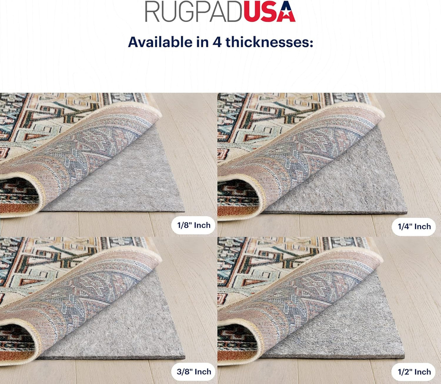 RUGPADUSA - Dual Surface - 1'10" x 7'10" - 3/8" Thick - Felt + Rubber - Enhanced Non-Slip Rug Pad - Adds Comfort and Protection - for Hard Surface Floors