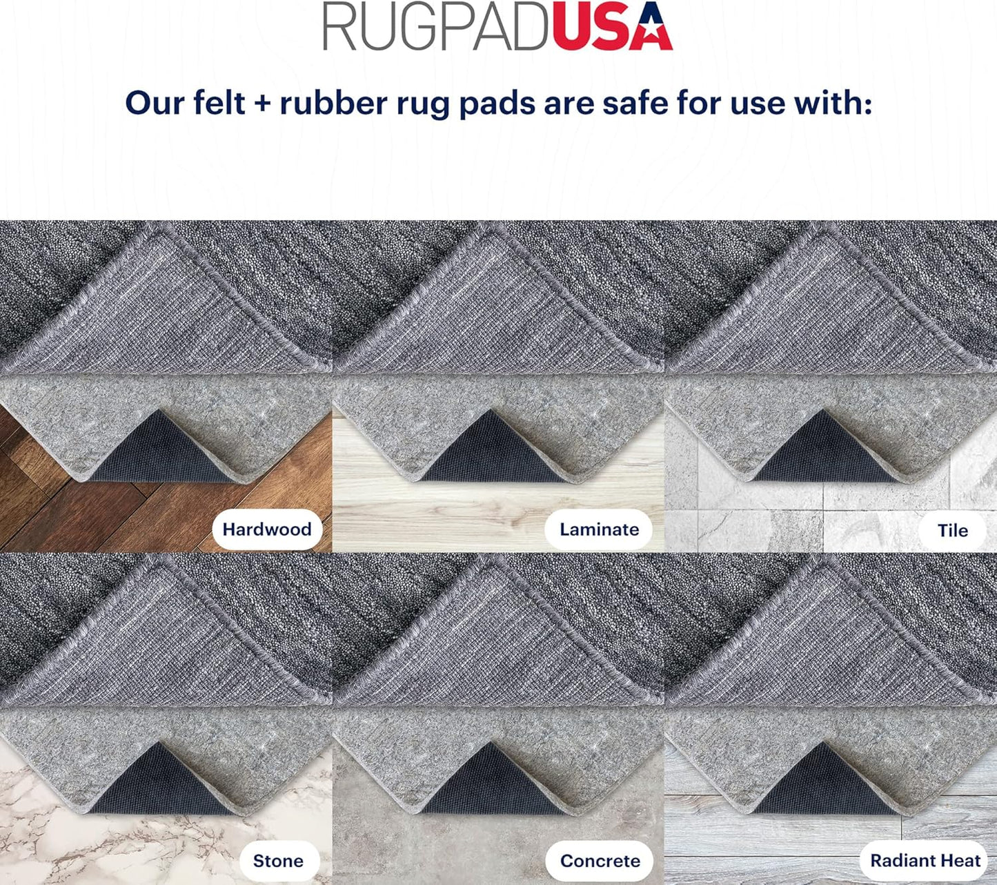 RUGPADUSA - Dual Surface - 1'10" x 7'10" - 3/8" Thick - Felt + Rubber - Enhanced Non-Slip Rug Pad - Adds Comfort and Protection - for Hard Surface Floors