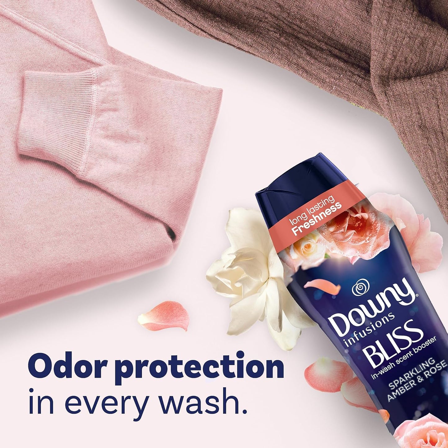 Downy Infusions In-Wash Laundry Scent Booster Beads, BLISS, Sparkling Amber and Rose, 13.4 oz