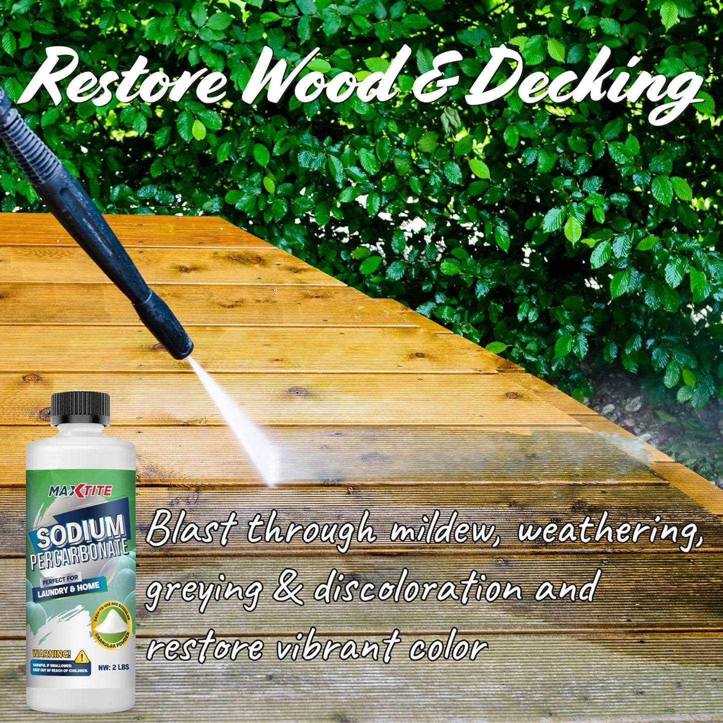 MAXTITE Sodium Percarbonate (32 lbs total - 16 pack of 2 lbs bottles) - 100% Pure Solid Hydrogen Peroxide/Oxygenated Bleach - Home & Laundry Multi-Use Cleaner - HDPE w/Resealable Child Resistant Cap